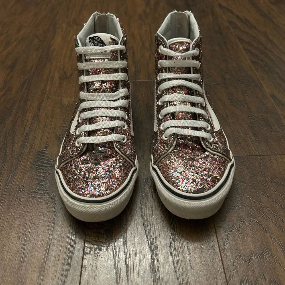 Vans Sk8-Hi Slim Zip Sneakers Pink Chunky Glitter Unisex Women’s 7.5 Men’s 6.0 - Picture 5 of 9